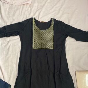 Black kurta with gold embroidery size small